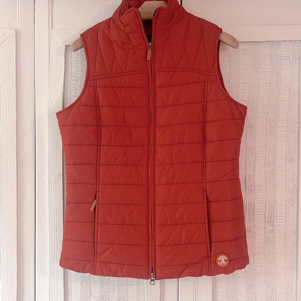 Barbour Red Orange Quilted Vest